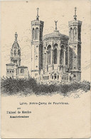 CARTE PUB L'ALCOOL DE MENTHE AMERICAINE - REPRO DESSIN LYON NOTRE DAME DE FOURVIERE - Pubblicitari