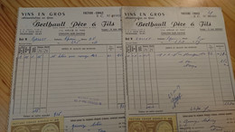 CHALON SUR SAONE - BERTHAULT PERE ET FILS - VINS EN GROS - LOT DE 2 DOCUMENTS ANNEES 1950 - Alcohols