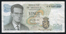 België Belgique Belgium 15 06 1964 -  20 Francs Atomium Baudouin. 4 A 5407499 - 20 Francos