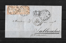 1854-1862 Helvetia (ungezähnt)  Siegel Faltbrief PD Von Genève Nach Sallanches / F      ►SBK-25B4.V◄ - Cartas & Documentos