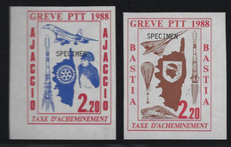 France Timbres De Grève En Corse Bastia & Ajaccio 1988 2.20 Surchargé "Spécimen" Concorde Train Espace (space) - Altri & Non Classificati