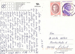 Türkei Side TGST 1997 Mi. 3076 Atatürk + Mi. 3031 - Postkarte Nach Deutschland - Lettres & Documents