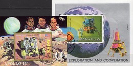 Apollo 15 Adschman Blocks 319+328 O 9€ Mond-Landefähre 1969 Hojitas Blocs NASA M/s Spaceships Sheets Flag Ss Bf VAE - Verenigde Staten