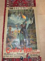 Ancienne Grande Affiche Grottes De Han Sur Lesse Rochefort Timbre 1906 - Posters
