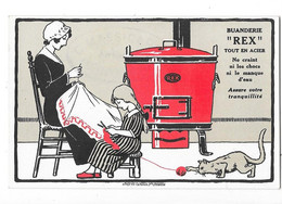 BUANDERIE REX Ancienne Carte Postale Publicitaire Illustrée - Werbepostkarten
