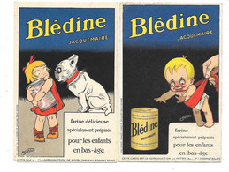 BLEDINE JACQUEMAIRE 2 AncienneS Cartes Postales Publicitaires Illustrées Bouledogue Enfants - Pubblicitari