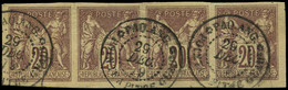 O COLONIES GENERALES - Poste - 34, Bande De 4, Oblitération Paquebot Anglais Pointe à Pitre: 20c. Brun-lilas S. Paille - Sage