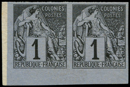 (*) COLONIES GENERALES - Poste - 46, En Paire Non Dentelé, Cdf: 1c. Noir S. Azuré (Maury) - Alphee Dubois