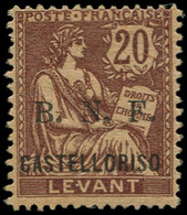 * CASTELLORIZO - Poste - 7aA, Signé Brun, "s" Au Lieu De "z": 20c. Brun-lilas (Maury) - Unused Stamps