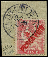 O CHINE FRANCAISE - Taxe - 18, Surcharge Rouge, Sur Fragment, Signé Calves: 10c. Rose (Maury) - Postage Due