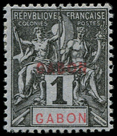 * GABON - Poste - 16, Légende "doublée" Dont 1 Au Centre, Signé Calves + Certificat Behr: 1c. Noir S. Azuré - Unused Stamps