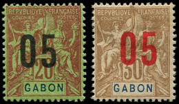 * GABON - Poste - 69A + 70A, Espacés Tenant à Normal (Maury) - Unused Stamps