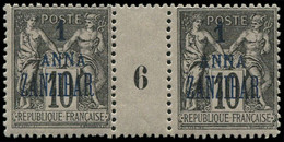 * ZANZIBAR - Poste - 20, Paire Millésime "6" (1 Exemplaire **): 10a S. 10c. Noir S. Lilas (Maury) - Other & Unclassified