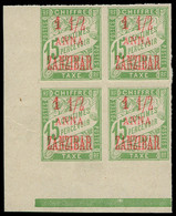 (*) ZANZIBAR - Taxe - 3, Bloc De 4 Non Dentelé, Cdf: 1.1/2a S. 15c. Vert-jaune - Unused Stamps