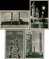 CP Jeux Olympiques - Poste - Allemagne, 4 CP Noir (N), éditeur Retzchel: Jeux Olympiques De Berlin 1936 - Other & Unclassified