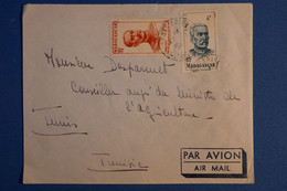 K29 MADAGASCAR BELLE LETTRE 1949 PAR AVION TANANARIVE POUR TUNIS+ AFFRANCHISSEMENT PLAISANT - Lettres & Documents