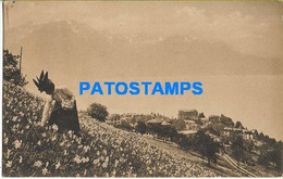 153720 SWITZERLAND ALPES OF SAVOIE GLION IN THE TIME OF THE NARCISSES BREAK POSTAL POSTCARD - Ilanz/Glion