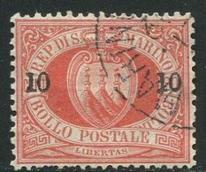 SAN MARINO 1892 CIFRA O STEMMA SOP.TI 10C. SU 20 C. ANNULLATO - Neufs