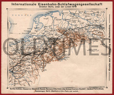 GERMANY - INTERNATIONAL BED WAGON TRAIN LINE - MAP AND SCHEDULE - LIST OF HOTELS IN THE ROUTE - 1910 - Europe