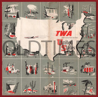 USA - TWA - TRANS WORLD AIRWAYS - AIR ROUTES IN UNITED STATES - FLIGHT MAP - 1950 - World