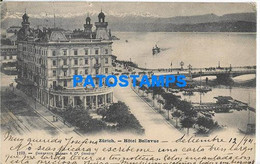 153752 SWITZERLAND ZÜRICH HOTEL BELLEVUE CIRCULATED TO URUGUAY POSTAL POSTCARD - Bellevue