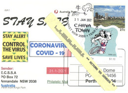 (JJ 7) Australia - Wonder Woman Stamp On PErth Maxicard - For Perth WA Loockdown Cancelled 31-01-2021 - Chinese New Year