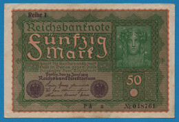 DEUTSCHES REICH 50 Mark  24.06.1919 Série PA A # 048761 P# 66 Reihe 1 - 50 Mark