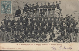 Italie Bureau étranger Au Levant Crète YT Italie 66 CAD Peu Lisible La Canéa 1905 CPA La 2a Compagnia Del 5 Reggto Canea - La Canea