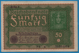 DEUTSCHES REICH 50 Mark  24.06.1919 Série PA A # 564904 P# 66 Reihe 1 - 50 Mark