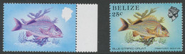 BELIZE 1984 25 C. Fish Superb U/M VARIETY: MSSING COLOURS BLACK AND YELLOW - Belice