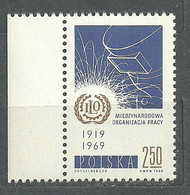Poland, 1969 (#1957a), The 50th Anniversary Of The International Labour Organisation ILO Emblem Welder Schweißer - 1v - ILO