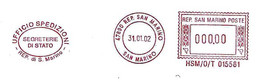 SAN MARINO - 2002 SEGRETERIE DI STATO UFF. SPEDIZIONI - Ema Affrancatura Rossa Red Meter Su Busta Non Viaggiata - 1950 - Lettres & Documents