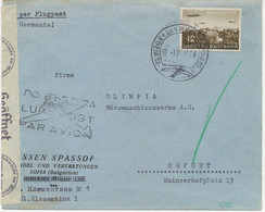 BULGARIEN 1941 12 L Flugpostausg. Selt. EF A. Pra.-Flugpost-Zensur-Bf Dt. Reich - Airmail
