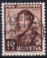 102 Pro Juventute Farbfleck Im Rechten Rand - Mit Perfektem Kronen Vollstempel BASEL 2 BRIEFVERSAND - Errors & Oddities