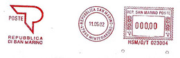 SAN MARINO - 2002 Ufficio PT MONTEGIARDINO - Ema Affrancatura Mecc.rossa Red Meter Su Busta Non Viaggiata - 1954 - Covers & Documents