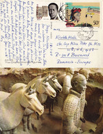 CHARIOT-HORSES FIGURES... - CARTE POSTALE VOYAGÉE à BUCAREST / ROMANIA Avec TIMBRES De CHINE / CHINA STAMPS (ag627) - Cartas & Documentos