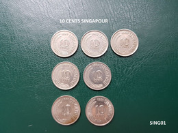 (pi) (SING01) Pièces SINGAPOUR SINGAPORE 10 CENTS 1967-68-69 1971-78 1980-81 - Singapour