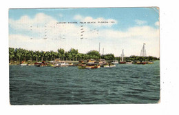 PALM BEACH, Florida, USA, Luxury Yachts, 1950 Linen Postcard - Palm Beach