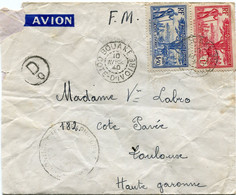COTE D'IVOIRE LETTRE PAR AVION CENSUREE DEPART BOUAKE 10 AVRIL 40 COTE D'IVOIRE POUR LA FRANCE - Cartas & Documentos