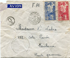 COTE D'IVOIRE LETTRE PAR AVION CENSUREE DEPART BOUAKE 10 AVRIL 40 COTE D'IVOIRE POUR LA FRANCE - Briefe U. Dokumente