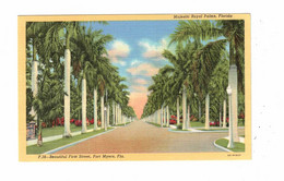 FORT MYERS, Florida, USA, Beautiful First Street, Old Linen Postcard - Fort Myers