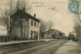 Fontaine Les Luxeuil * La Gare * Train Locomotive * Ligne Chemin De Haute Saône - Autres & Non Classés