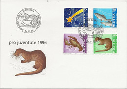 SUISSE - FDC AFFRANCHIE PRO - JUVENTUTE N° 1525 A 1528 - ANNEE 1996 - FDC