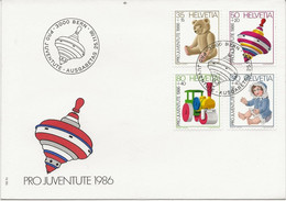 SUISSE - FDC AFFRANCHIE PRO - JUVENTUTE N° 1260 A 1263  - ANNEE 1986 - FDC