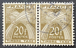 FRAYX087Ux2h - Timbres Taxe Type Gerbes Pair Of 20 F Used Stamps 1946-55 - France YT YX 087 - Marken