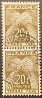 FRAYX087Ux2v1 - Timbres Taxe Type Gerbes Pair Of 20 F Used Stamps 1946-55 - France YT YX 087 - Marken