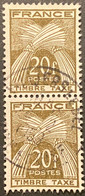 FRAYX087Ux2v1 - Timbres Taxe Type Gerbes Pair Of 20 F Used Stamps 1946-55 - France YT YX 087 - Stamps
