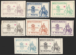 Madrid - Fiscales - ** - 1905 - 8 Valores "Impuesto Municipal" (0,75, 1, 2, 2,50, 5, 6, 10, 15 Pesetas) - Fiscales