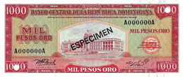 REPUBLIQUE DOMINICAINE 1976 1000 Peso Oro (Spécimen A000000A) - P.115s.2  Neuf UNC - Dominicaanse Republiek