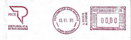 SAN MARINO - 2001 Ufficio PT DOGANA - Ema Affrancatura Meccanica Rossa Red Meter Su Busta Non Viaggiata - 1972 - Covers & Documents